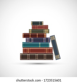 Stack of old vintage books. Isolated on a white background. Vector icon