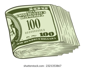 Stack of one hundred US dollars - vector illustration