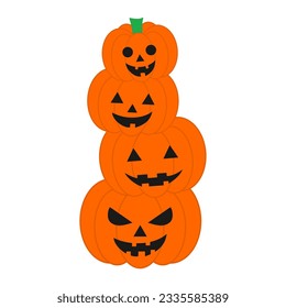Stack of orange pumpkins vector illustration