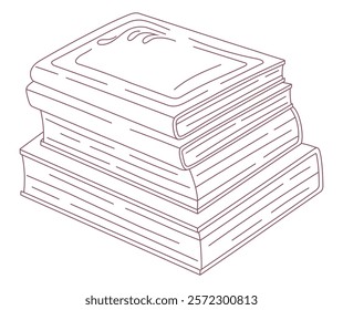 Stack of outline books. Reading and literature. Vector.