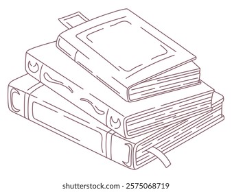 Stack of outline books. Reading and literature. Vector.