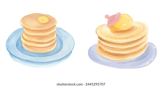 pila de Ilustración vectorial de acuarela de panqueque 