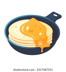 Stack of pancakes and butter icon isolated
