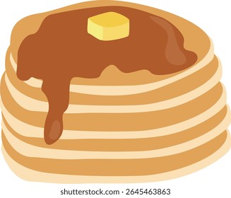 Stack of Pancakes with Butter and Maple Syrup | Cute Breakfast Vector