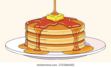 Stapel von Pfannkuchen mit Butter und gießenden Ahornsirup