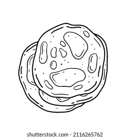 A stack of pancakes in doodle style. Vector food isolated illustration.