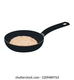 Pila de crepes en una sartén frita, vector de color ilustraciones aisladas de dibujos animados