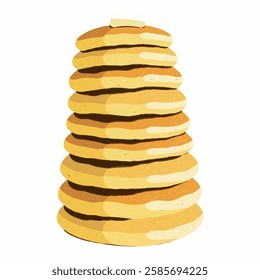 A stack of pancakes, ideal for breakfast, morning meals, and sweet treat designs.