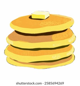 A stack of pancakes, ideal for breakfast, morning meals, and sweet treat designs.