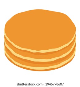 Montón de tortitas aisladas sobre fondo blanco. Vista isométrica. Vector