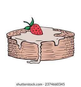 A stack of pancakes. Line art. Vector illustration