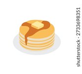 stack of pancakes melting butter maple syrup delicious food breakfast pancake emoji symbol sign icon vector illustration isolated flat
