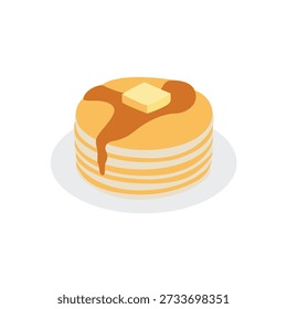 stack of pancakes melting butter maple syrup delicious food breakfast pancake emoji symbol sign icon vector illustration isolated flat