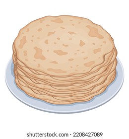 Stack of pancakes on a plate, color vector isolated cartoon-style illustration