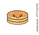 Stack of pancakes with a smiley face