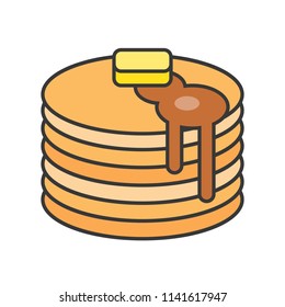 stack of pancakes with syrup, sweets and pastry set, filled outline icon