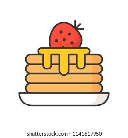 stack of pancakes with syrup, sweets and pastry set, filled outline icon