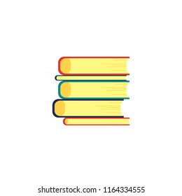 Stack of paper books with hardcover and golden pages lying on each other isolated on white background - reading flat element for education or literary leisure concept in vector illustration.