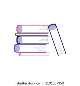 Stack of paper books with hardcover lying on some surface isolated on white background. Reading flat element of education or literary leisure concept in vector illustration.