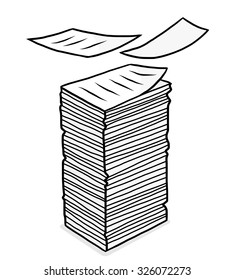 stack of paper / cartoon vector and illustration, grayscale, hand drawn style, isolated on white background.