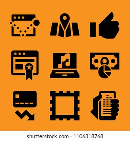 stack, paper, currency, click, big and vote icon vector set. Flat vector design with filled icons. Designed for web and software interfaces