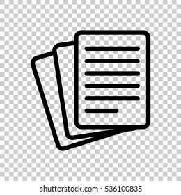 Stack Of Paper Icon. Black Icon On Transparent Background.