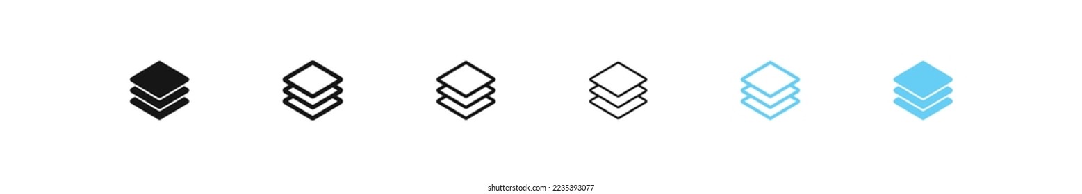 Stack paper icon. Document layer sign. Architecture symbol. Level symbols. Vector isolated sign.