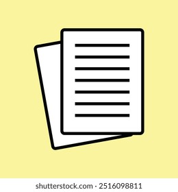 Stack Of Paper icon. isolated on yellow background. Simple and editable paper icons. Modern icon vector illustration. Paper documents icons. Linear File icons. Vector illustration. Eps file 52.