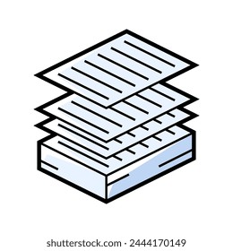 Stack of paper icon in isometry. Image for website, app, logo, UI design.