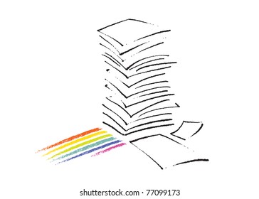 stack of paper - icon, simple linear drawing vector