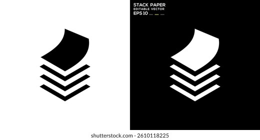 Stack paper logo. Layer, page, book. Vector icon symbol design template EPS 10.