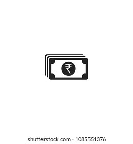 Stack of paper money notes with indian rupee sign