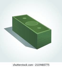 a stack of paper money on a white background