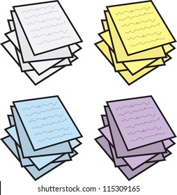 Stack of paper notes in various colors