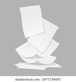 A stack of paper and sheets on a white background. Vector illustration