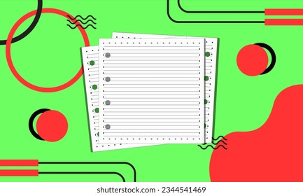 A stack of paper sheets takes center stage, accompanied by an abstract background of fluid patterns and vibrant colors. This design captures structured inspiration with a touch of creative flair.