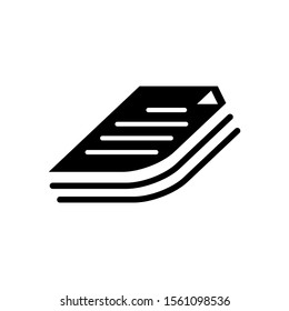 Stack of paper vector icon in black flat design, filled flat sign for mobile concept and web design, Pile of document files glyph icon, Symbol, logo illustration, Vector graphics eps 10