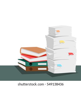 Stack of papers and documents vector.