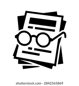 A stack of papers with glasses on top
