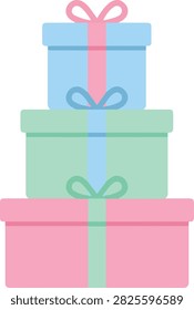 Stack of Pastel Colored Gift Boxes Vector Illustration