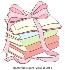 Stack of Pastel Notebooks with Ribbon