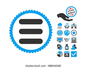 Stack pictograph with bonus clip art. Vector illustration style is flat iconic bicolor symbols, blue and gray colors, white background.