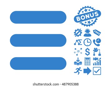 Stack pictograph with bonus pictogram. Vector illustration style is flat iconic symbols, cobalt color, white background.