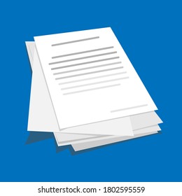 Stack or Pile Of Business Documents Over Blue Background, Vector Illustration, Creative Design In Flat Style