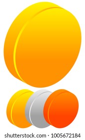 Stack, pile of coins. 3d coins