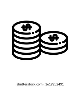 Stack Pile Of Coins. Money Related Icon. Simple Vector Line Icon. EPS 10