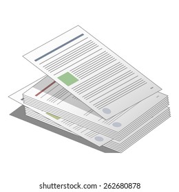 Stack Or Pile Of Documents Or Agreements For Business Icon Isolated On White Background. Financial Report And Documentation. Symbol Of Bureaucracy. Vector Illustration