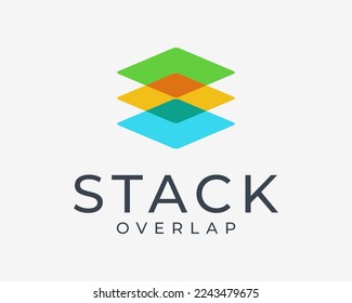 Stack Pile Heap Data Information Overlap Color Overlapping Modern Overlay Icon Vector Logo Design