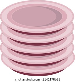 Stack of pink plates, illustration, vector on a white background.