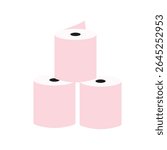 Stack of pink toilet paper rolls vector icon
